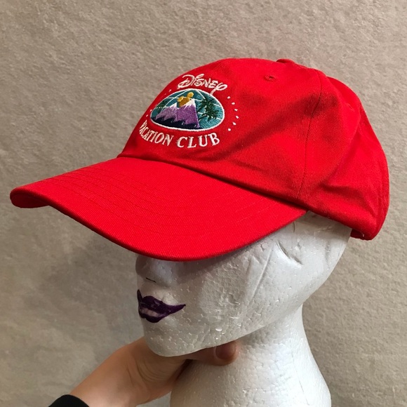 Disney Vacation Club Member embroidered hat with logo strap bright red - Picture 3 of 7